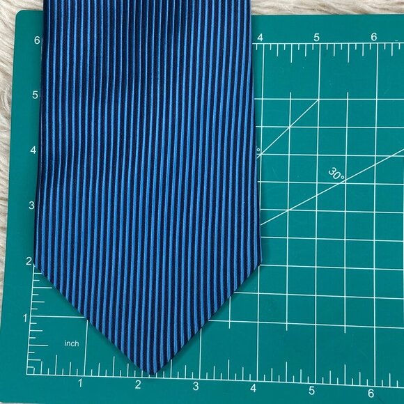 Nob Hill Collection Striped Silk Tie Made In USA Hand Fashioned Italy Blue Black - Picture 7 of 14